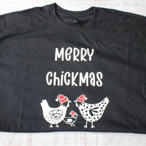 MERRY CHICKMAS Black Cotton T-Shirt